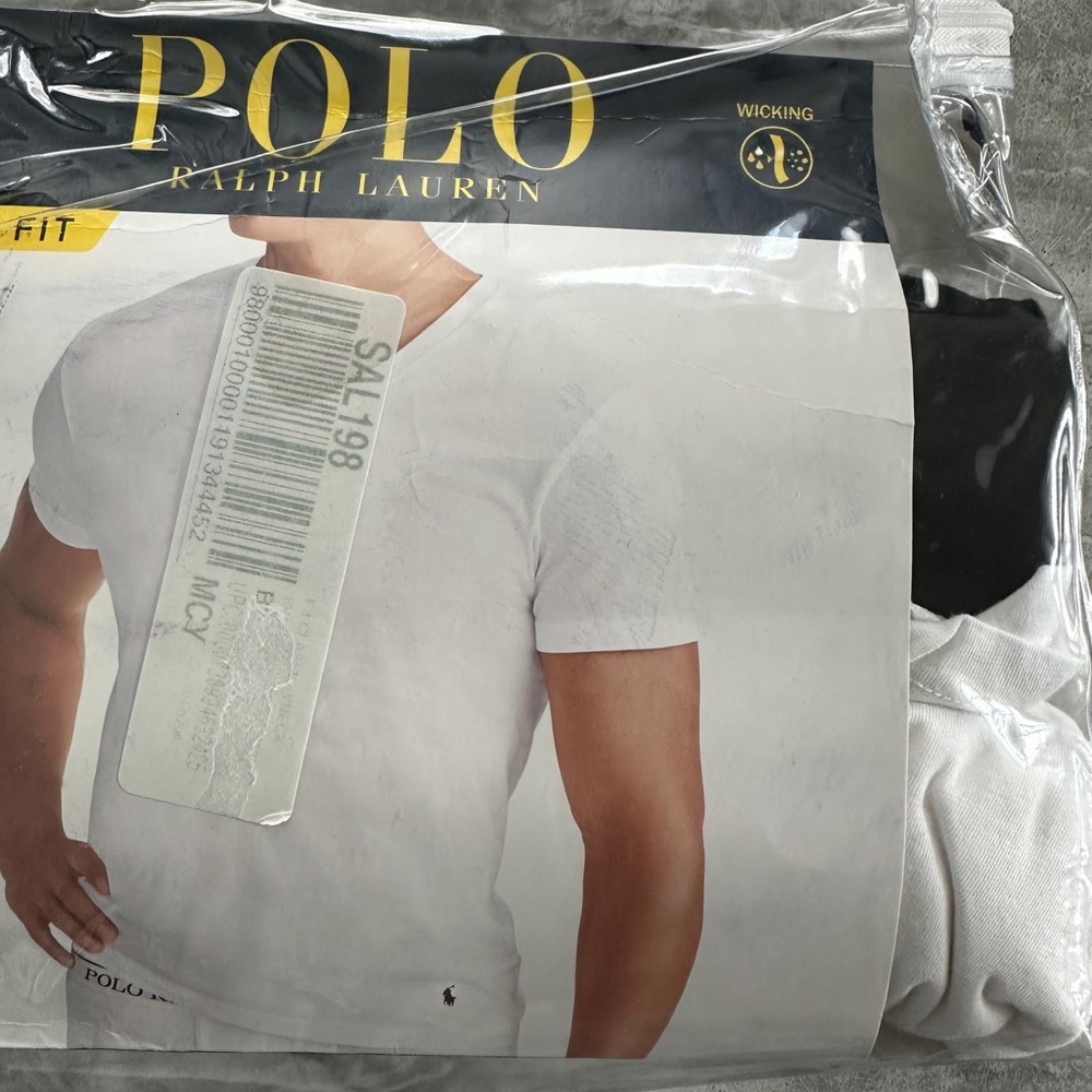 Authentic Polo Ralph Lauren Classic White & Black(2) V-Neck T-Shirt XL New